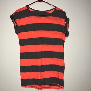 Neon Orange Striped Blouse